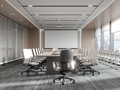 Modern Meeting Room Office Chair Conference Table 3d model