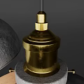 Modern Gray Concrete Pendant Lights With Gold Top And Dome Design