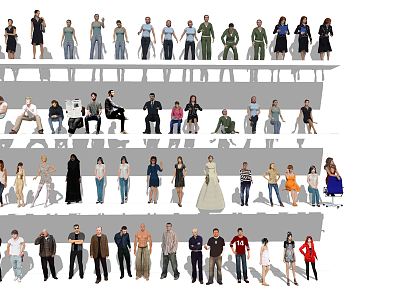 Modern Multiplayer Casual Figures Standing People model