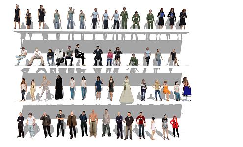 Modern Multiplayer Casual Figures Standing People 3d model