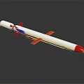 White Red Blue Ballistic Missile With Fins And Stripes On Black Background
