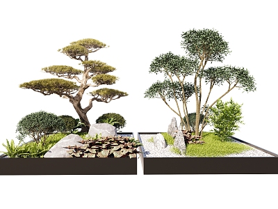 potted plant pine tree landscape tree landscape stone courtyard sketch shrub tree pool withered landscape arbor model