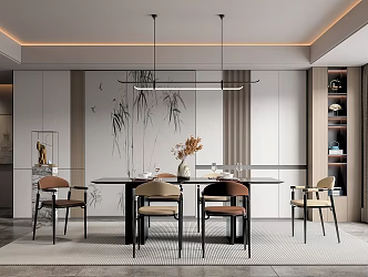 New Chinese Restaurant Dining Table and Chair 3d model