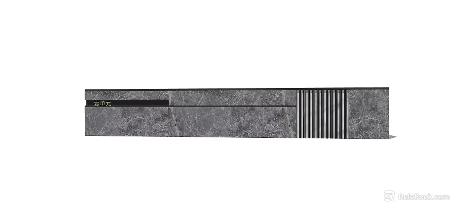 Modern Feature Wall Design With Grey Marble And Vertical Striped Patterns 3d model