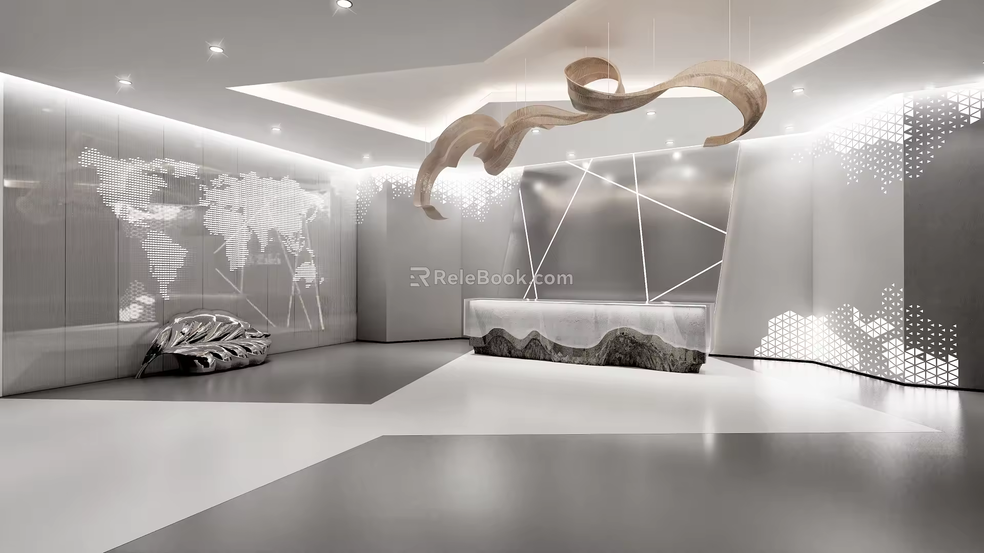 Modern Front Office Front Desk 3d model