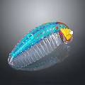 Colorful Caterpillar With Blue Red Yellow Segments And Transparent Body Parts