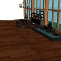 Villa Balcony With Wooden Ceiling Skylights And Large Windows Natural Light Green Plants And Furniture