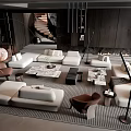 Modern Living Room Interior With Sofa Coffee Table Set Rug Floor Lamp And Fireplace
