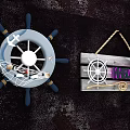 Nautical Decorative Wall Hangings With Ship Wheel Anchor And Wooden Welcome Plaque