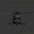 White USCG Helicopter With Rotors Green Windows Landing Gear And Tail Rotor