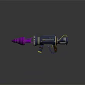 Futuristic Rocket Launcher Weapon Featuring Blue Body Yellow Accents And Purple Metallic Tip