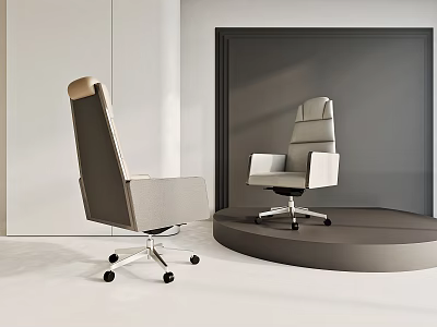 Modern Office Chair Design With High Back Swivel Base And Minimalist Display Setting 3d model