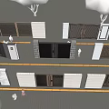 Modern Building Facade Design With White Walls Wooden Elements And Trees