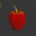 Red Apple With Brown Stem Smooth Surface And Reflection As Daily Life Item