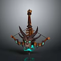 Mythical Skeleton Bow With Demonic Head And Glowing Green Accents