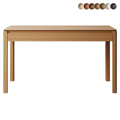 Simple Wooden Dining Table With Smooth Tabletop And Straight Legs 3d model