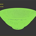 Carved Ceramic Bowl With Intricate Lotus Patterns Light Green Glaze and Visible Edge Crack