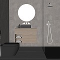 Modern sink home bath cabinet table basin mirror 3d model