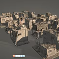 Detailed Ruined Building Structure 3D Models with Weathered Textures for Scenery Construction