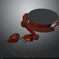 Red Mechanical Arm Equipment With Circular Platform And Robotic Components