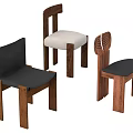 Three Modern Dining Chairs With Wooden Frames And Unique Backrest Designs 3d model