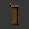 Wooden Storage Shelf with Curved Top Decorative Design and Three Tiered Shelves for Home Organizing