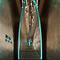 Luxury Hotel Corridor Featuring SPA Sign Arch Design Textured Walls And Modern Lighting