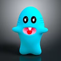 Cute Blue Cartoon Game Movie Character With Big Eyes Red Tongue And Glowing Body