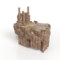 Rock Cliff Structure With Tower Like Pillars And Green Vegetation On Top