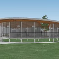 Circular public building of modern library 3d model