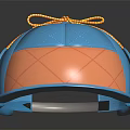 Blue And Orange Quilted Panel Snapback Hat With Stitched Design And Ribbon Bow