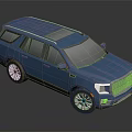 Blue Modern SUV With Sleek Body Design Alloy Wheels Roof Rails And Front Grille