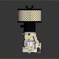 Household Appliance Filter Part With Golden Perforated Mesh And Silver Base