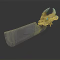 Mythical Weapon With Golden Dragon Head Blue Horns And Silver Wavy Blade