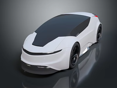 Modern White Concept Car With Sleek Design Black Roof And Stylish Wheels 3d model
