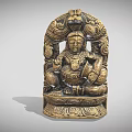 Traditional Intricate Carved Sculpture Seated Figure With Dragon Motifs And Detailed Design