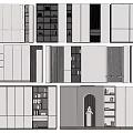 Study Bookcase Bookshelf Decorative Cabinet Wall Panel Sized Cabinet Locker Home Decoration Background Wall 3d model