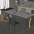 Elegant Modern Dining Table Set With Marble Top And Brown Gray Chairs 3d model