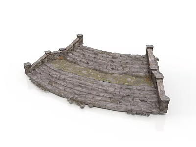Ancient Stacked Stone Architectural Ruins With Curved Design And Weathered Surfaces 3d model