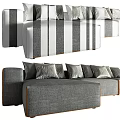 Gray L Shaped Sofa With Multiple Cushions And Orange Trim Design 3d model