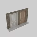 Elegant White Hinged Doors With Carved Panels Frame And Textured Wall