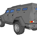Rugged Gray Military Style Off Road Vehicle With Large Tires And Blue Windows