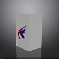 A Man In Red And Blue Spider Man Costume Climbing On White Cube