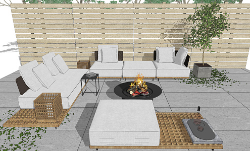 Modern Outdoor Sofa Patio View Outdoor Sofa View Terrace Garden 3d model