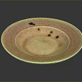 Hand Carved Sculptural Ceramic Plate In Pink With Concentric Patterns And Black Spots