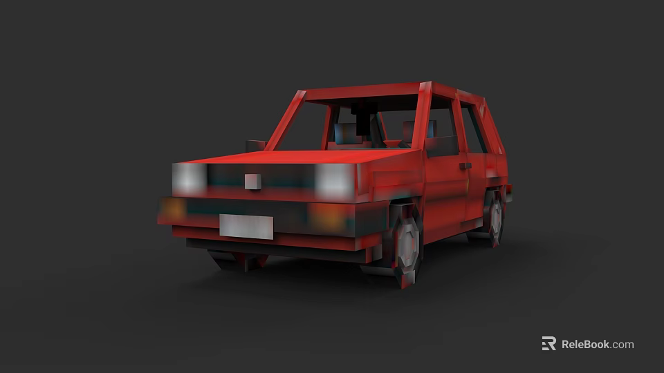 Red Vintage Compact Car With Classic Design Isolated On Dark Background 3d model 