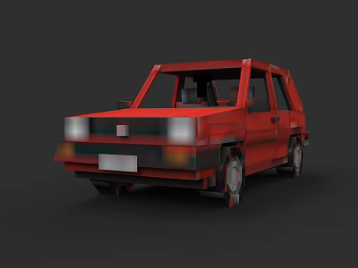 Red Vintage Compact Car With Classic Design Isolated On Dark Background 3d model