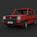 Red Vintage Compact Car With Classic Design Isolated On Dark Background