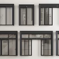 Various Modern Window Designs With Black Frames And Clear Glass Panels For Home 3d model