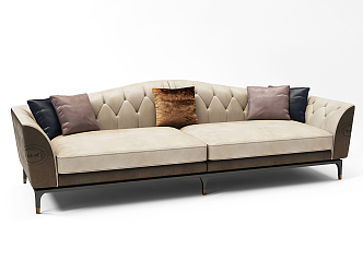 Light Luxury Double Sofa Three-Seat Sofa 3d model